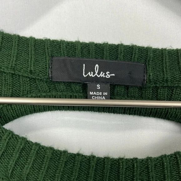Lulu’s Womens Sweater Dress S Forest Green Midi Ribbed Cutout Back Bodycon EUC - Picture 2 of 11